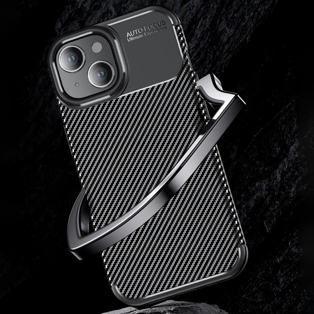 Carbon Fiber Texture TPU Case for iPhone 15 , Anti-scratch Protective Phone Cover