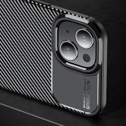 Carbon Fiber Texture TPU Case for iPhone 15 , Anti-scratch Protective Phone Cover