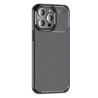 Carbon Fiber Texture Phone Cover for iPhone 15 Pro , Anti-drop Flexible TPU Phone Case