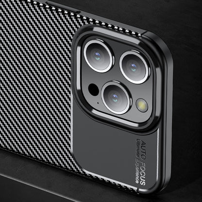 Carbon Fiber Texture Phone Cover for iPhone 15 Pro , Anti-drop Flexible TPU Phone Case