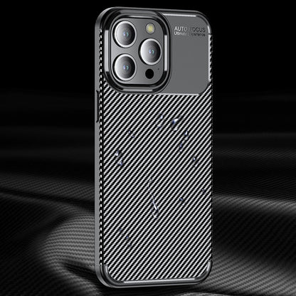 Carbon Fiber Texture Phone Cover for iPhone 15 Pro , Anti-drop Flexible TPU Phone Case