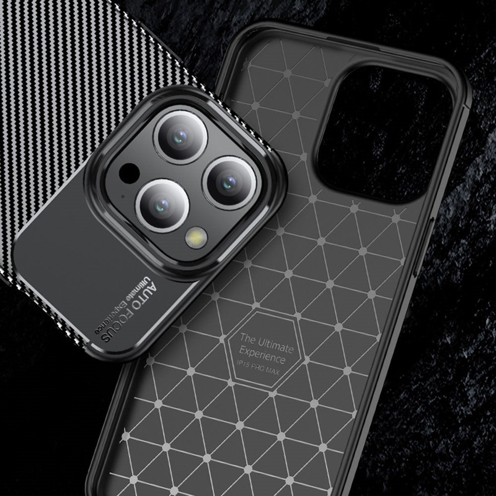 Soft TPU Phone Case for iPhone 15 Pro Max , Anti-scratch Carbon Fiber Texture Phone Cover