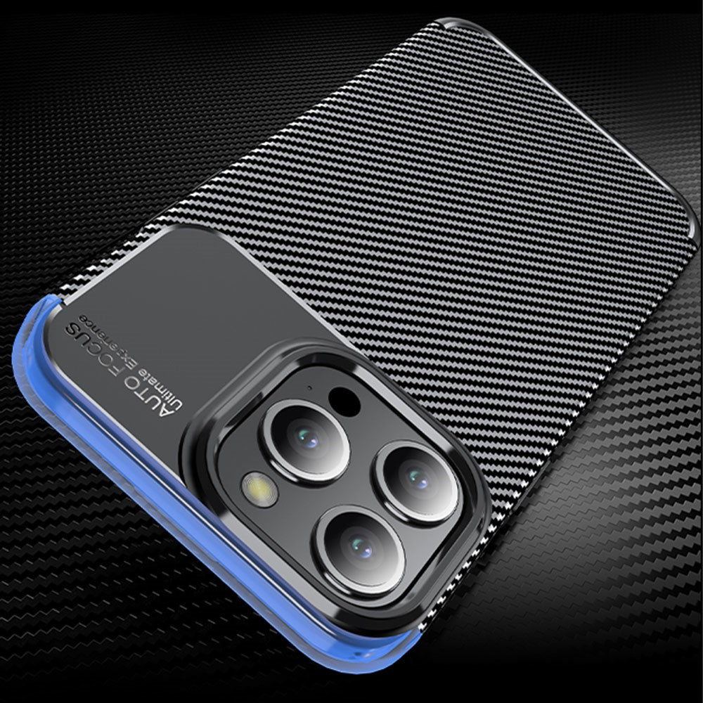 Soft TPU Phone Case for iPhone 15 Pro Max , Anti-scratch Carbon Fiber Texture Phone Cover