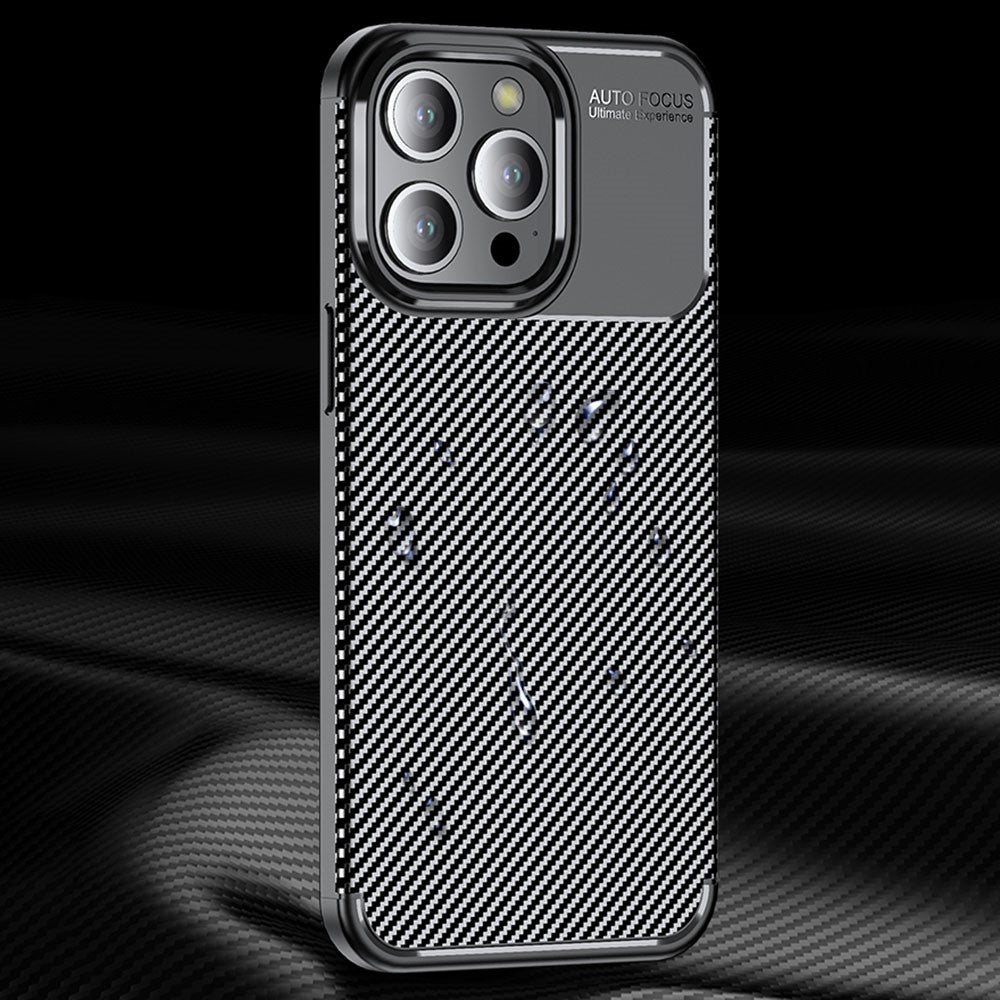 Soft TPU Phone Case for iPhone 15 Pro Max , Anti-scratch Carbon Fiber Texture Phone Cover