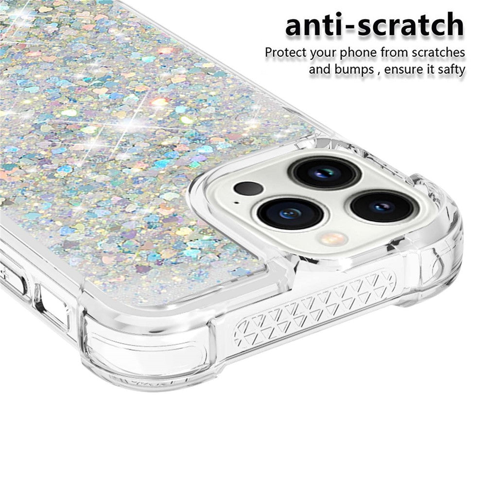 For iPhone 15 Pro TPU Case Glitter Quicksand Shockproof Phone Back Cover