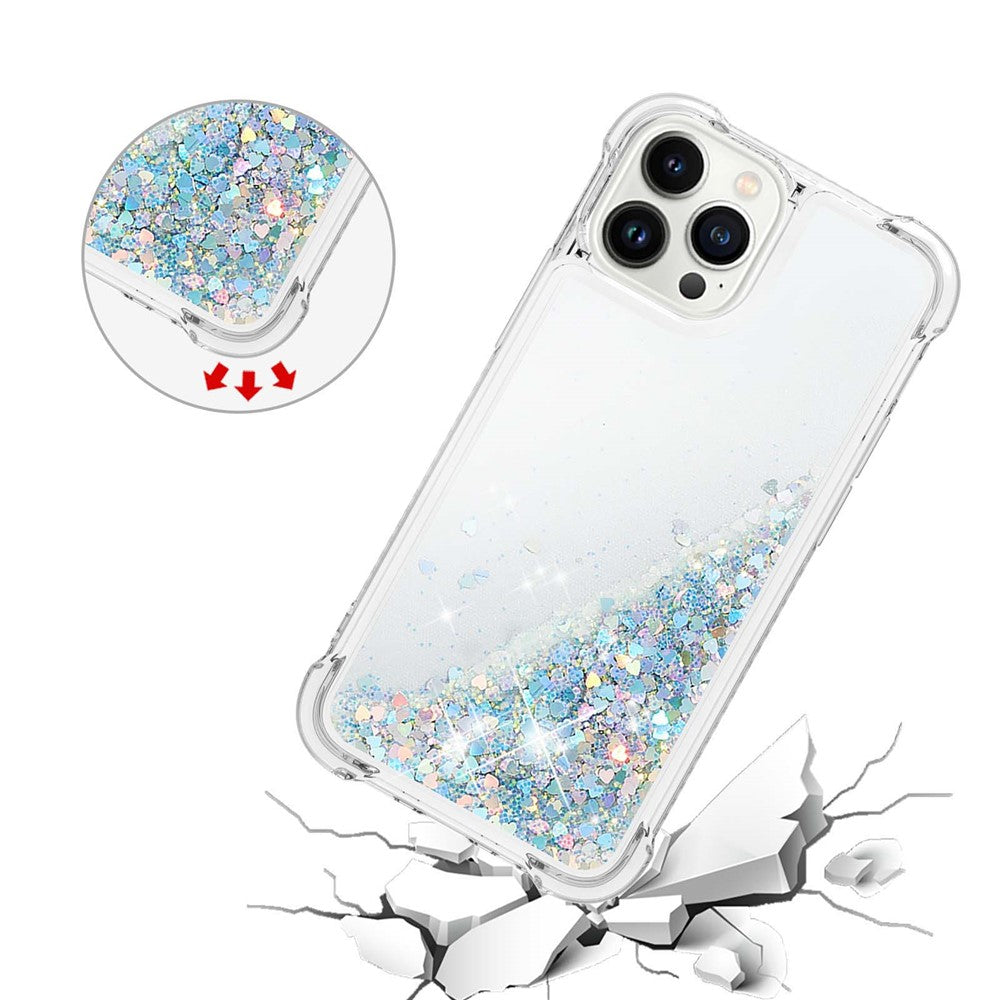 For iPhone 15 Pro TPU Case Glitter Quicksand Shockproof Phone Back Cover