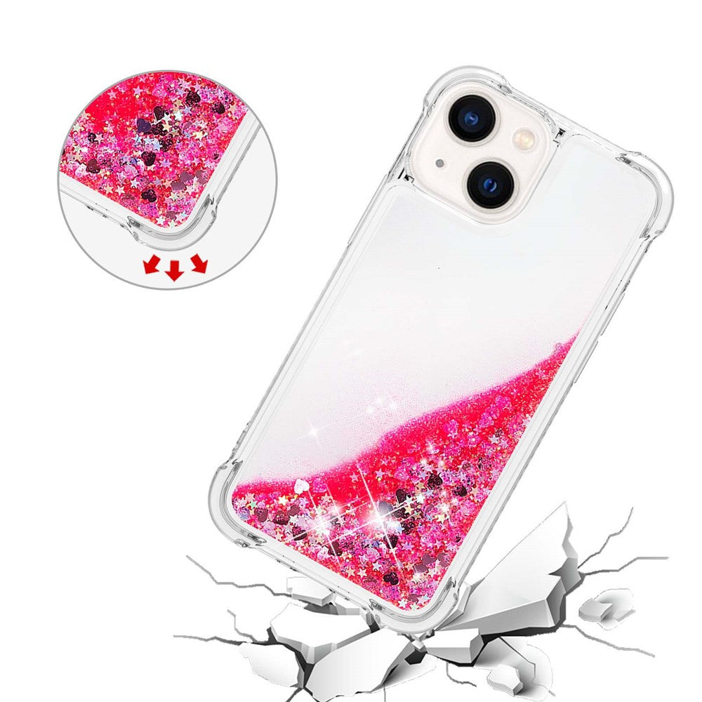 For iPhone 15 Cute TPU Case Glitter Quicksand Shockproof Phone Back Cover