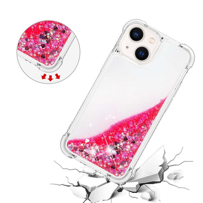 For iPhone 15 Cute TPU Case Glitter Quicksand Shockproof Phone Back Cover