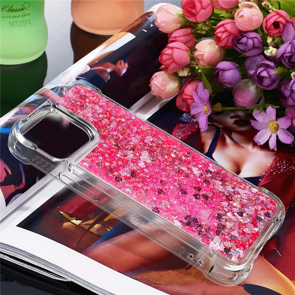 For iPhone 15 Cute TPU Case Glitter Quicksand Shockproof Phone Back Cover