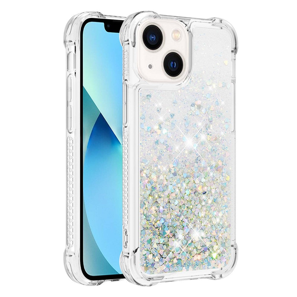 For iPhone 15 Cute TPU Case Glitter Quicksand Shockproof Phone Back Cover