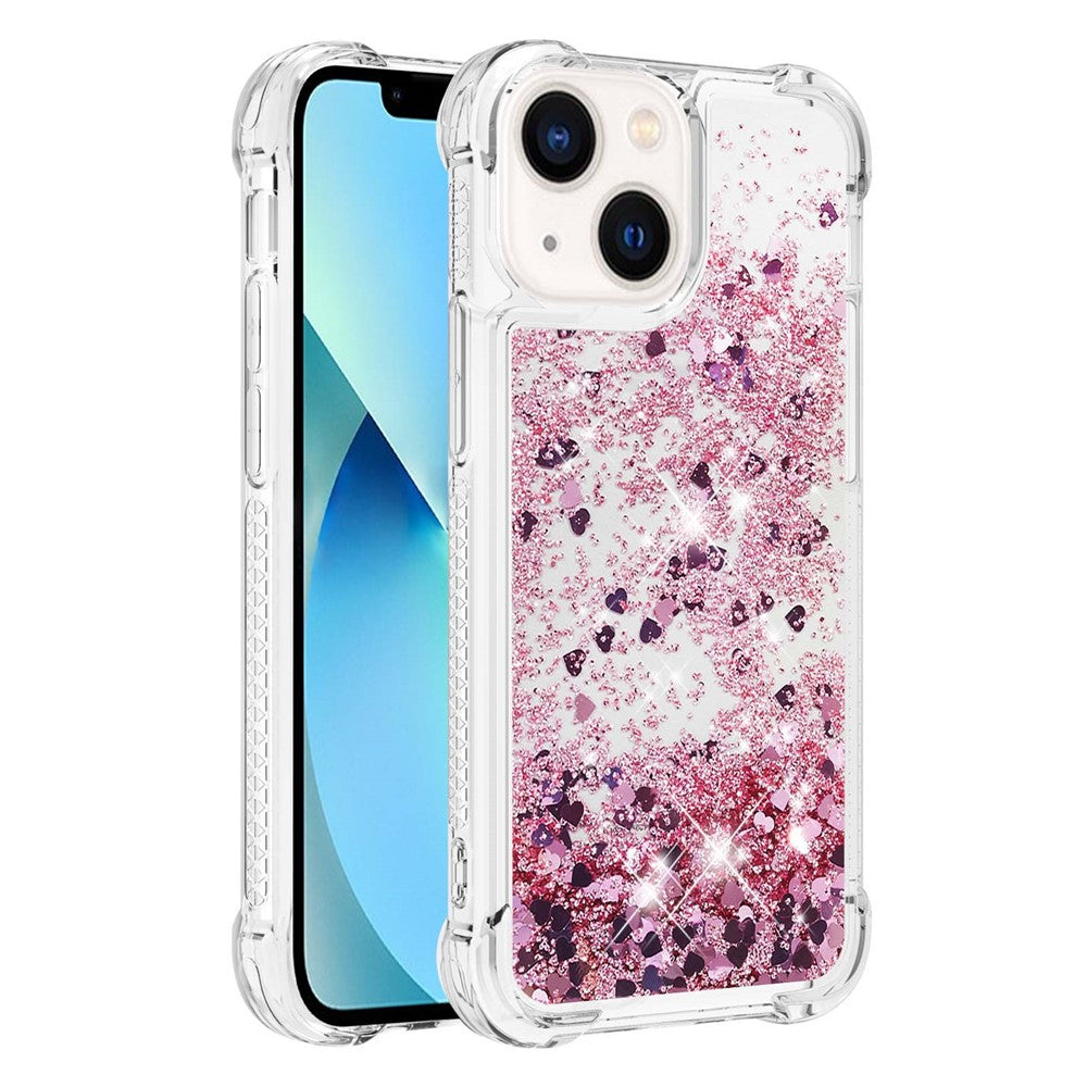 For iPhone 15 Cute TPU Case Glitter Quicksand Shockproof Phone Back Cover