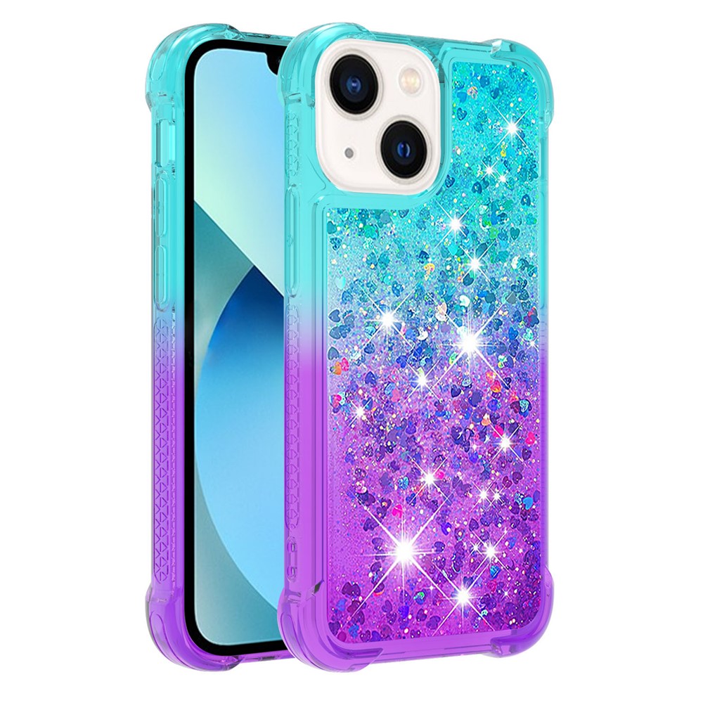 For iPhone 15 TPU Case Gradient Quicksand Phone Back Cover