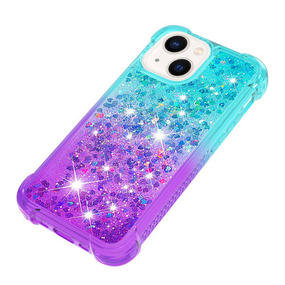 For iPhone 15 TPU Case Gradient Quicksand Phone Back Cover