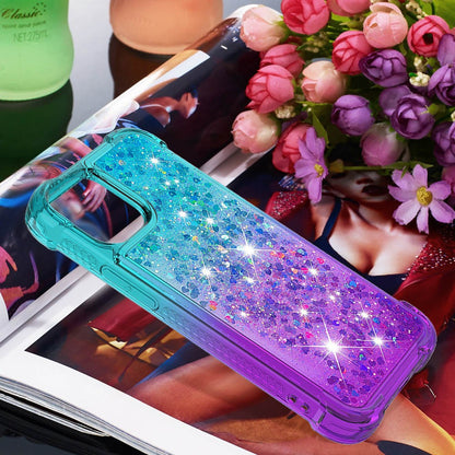 For iPhone 15 TPU Case Gradient Quicksand Phone Back Cover