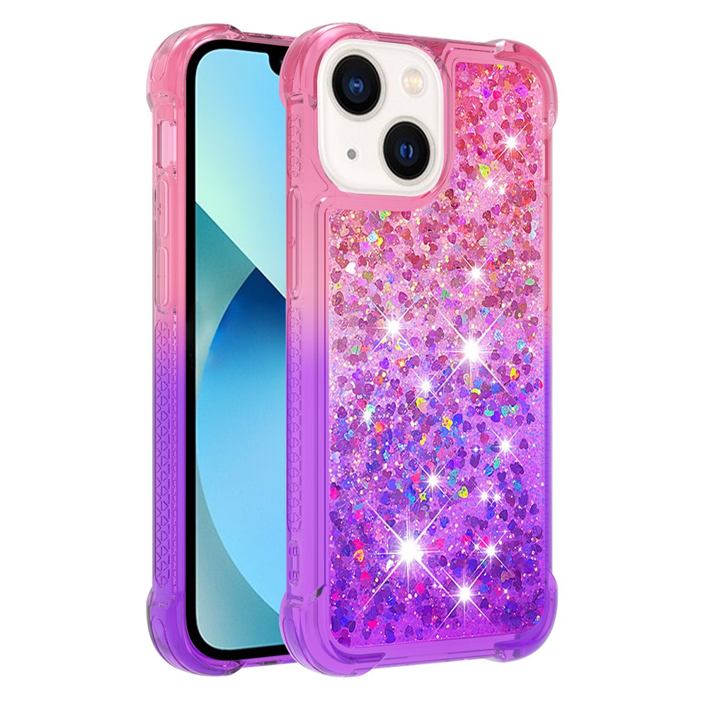 For iPhone 15 TPU Case Gradient Quicksand Phone Back Cover