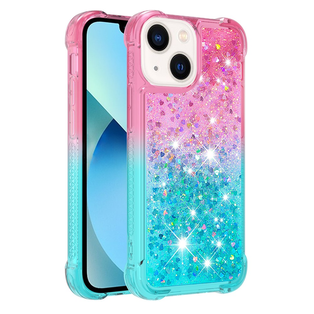 For iPhone 15 TPU Case Gradient Quicksand Phone Back Cover