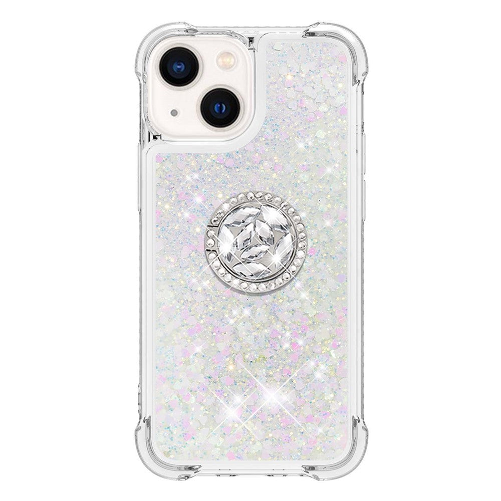 For iPhone 15 TPU Case with Kickstand Quicksand Shockproof Cover