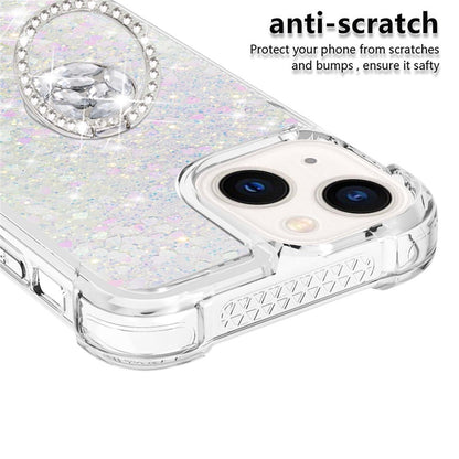 For iPhone 15 TPU Case with Kickstand Quicksand Shockproof Cover