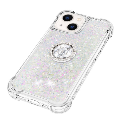 For iPhone 15 TPU Case with Kickstand Quicksand Shockproof Cover