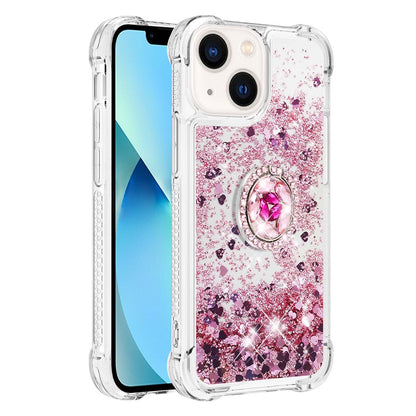 For iPhone 15 TPU Case with Kickstand Quicksand Shockproof Cover