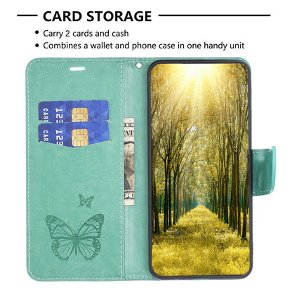For iPhone 15 Foldable Stand Wallet Phone Flip Case Butterfly Imprinted Leather Cover with Strap