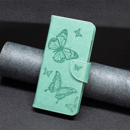 For iPhone 15 Foldable Stand Wallet Phone Flip Case Butterfly Imprinted Leather Cover with Strap