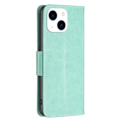 For iPhone 15 Foldable Stand Wallet Phone Flip Case Butterfly Imprinted Leather Cover with Strap