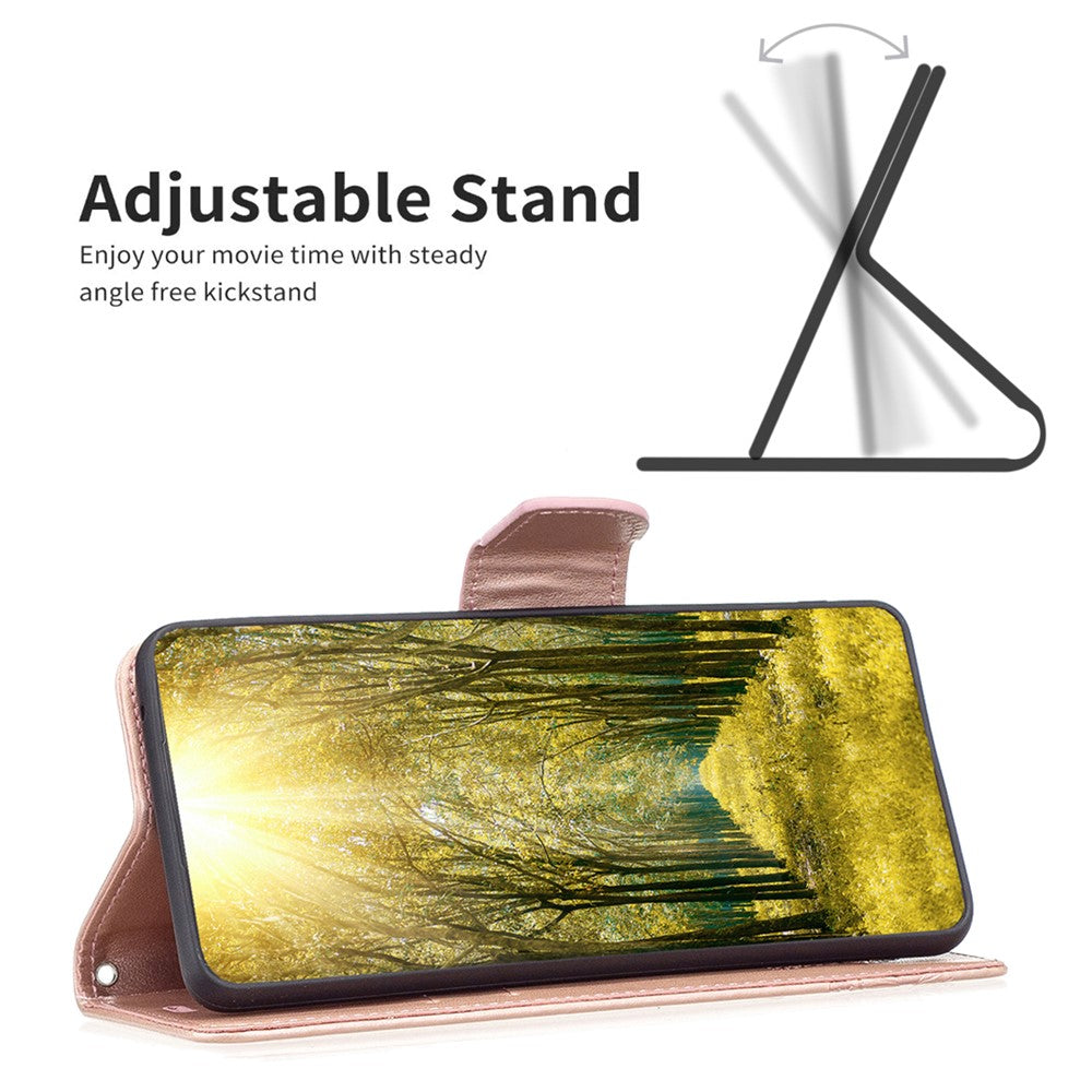 For iPhone 15 Pro Max Flip Case Butterfly Imprinted Leather Anti-Dust Stand Wallet Phone Cover with Strap