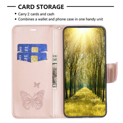 For iPhone 15 Pro Max Flip Case Butterfly Imprinted Leather Anti-Dust Stand Wallet Phone Cover with Strap
