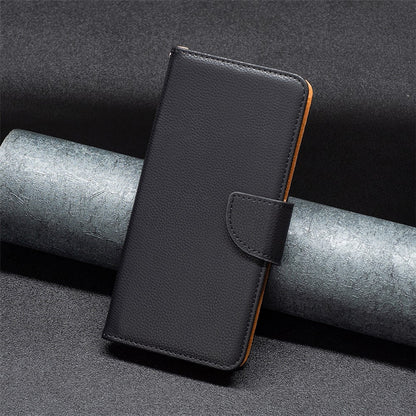 For iPhone 15 Wallet Case with Wrist Strap Litchi Texture Leather Phone Stand Cover