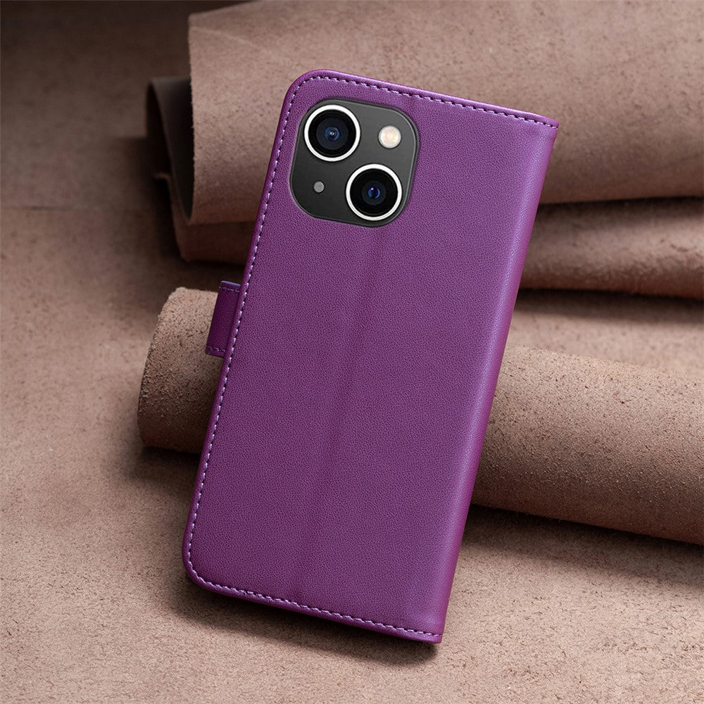 BINFEN COLOR BF17 For iPhone 15 Plus TPU+PU Leather Phone Cover Stand Design Wallet Case