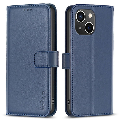 BINFEN COLOR BF17 For iPhone 15 Plus TPU+PU Leather Phone Cover Stand Design Wallet Case