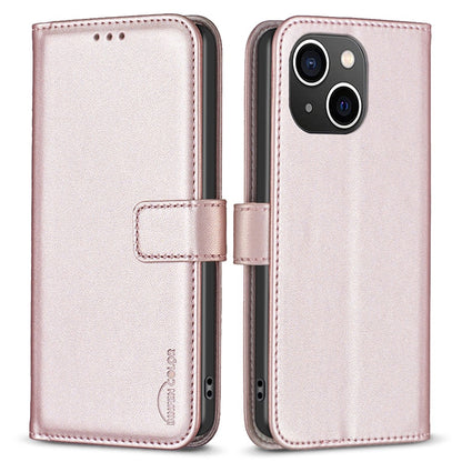 BINFEN COLOR BF17 For iPhone 15 Plus TPU+PU Leather Phone Cover Stand Design Wallet Case