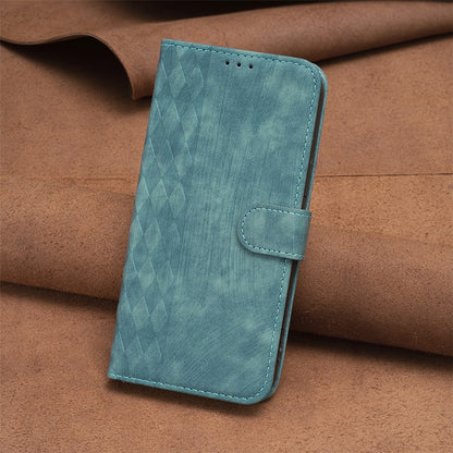 For iPhone 15 Pro Mobile Phone Stand Case Wallet Imprinted Rhombus PU Leather Anti-Drop Phone Cover