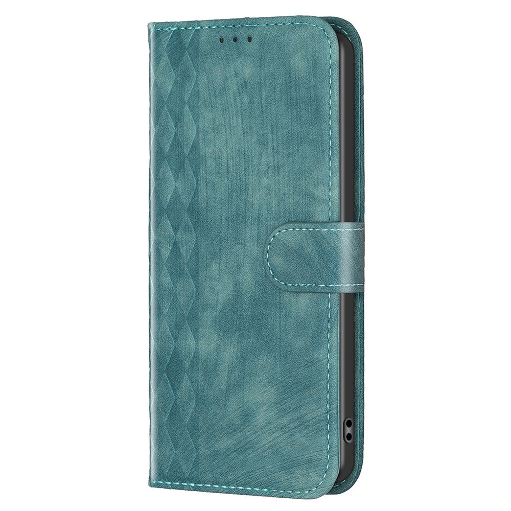 For iPhone 15 Pro Mobile Phone Stand Case Wallet Imprinted Rhombus PU Leather Anti-Drop Phone Cover