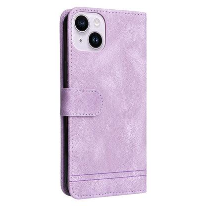 For iPhone 15 Plus Leather Wallet Cases Skin Touch Phone Cover Stand with Strap