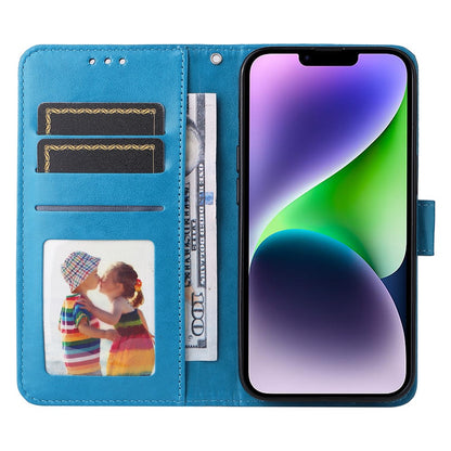 For iPhone 15 Plus Shockproof Sunflower Imprinted Stand PU Leather Cover Wallet Case