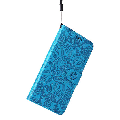 For iPhone 15 Plus Shockproof Sunflower Imprinted Stand PU Leather Cover Wallet Case