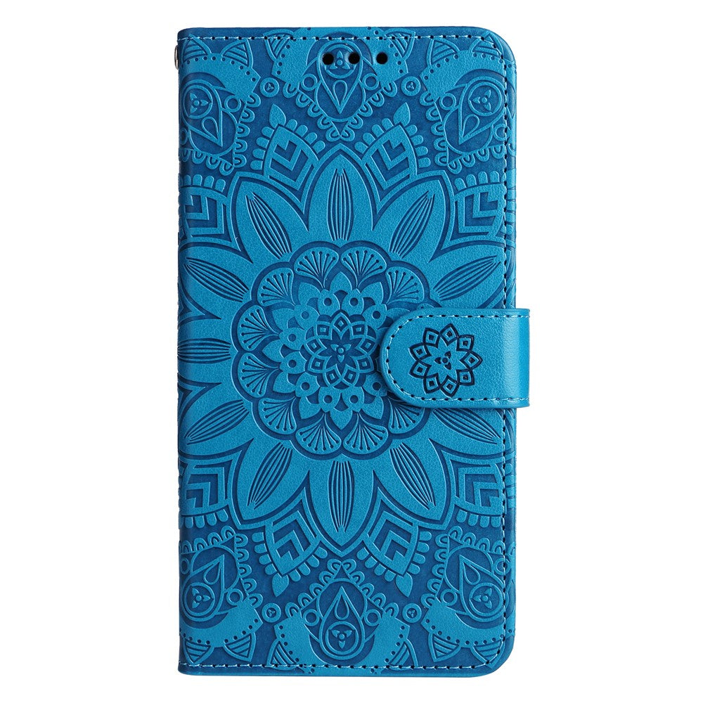 For iPhone 15 Plus Shockproof Sunflower Imprinted Stand PU Leather Cover Wallet Case