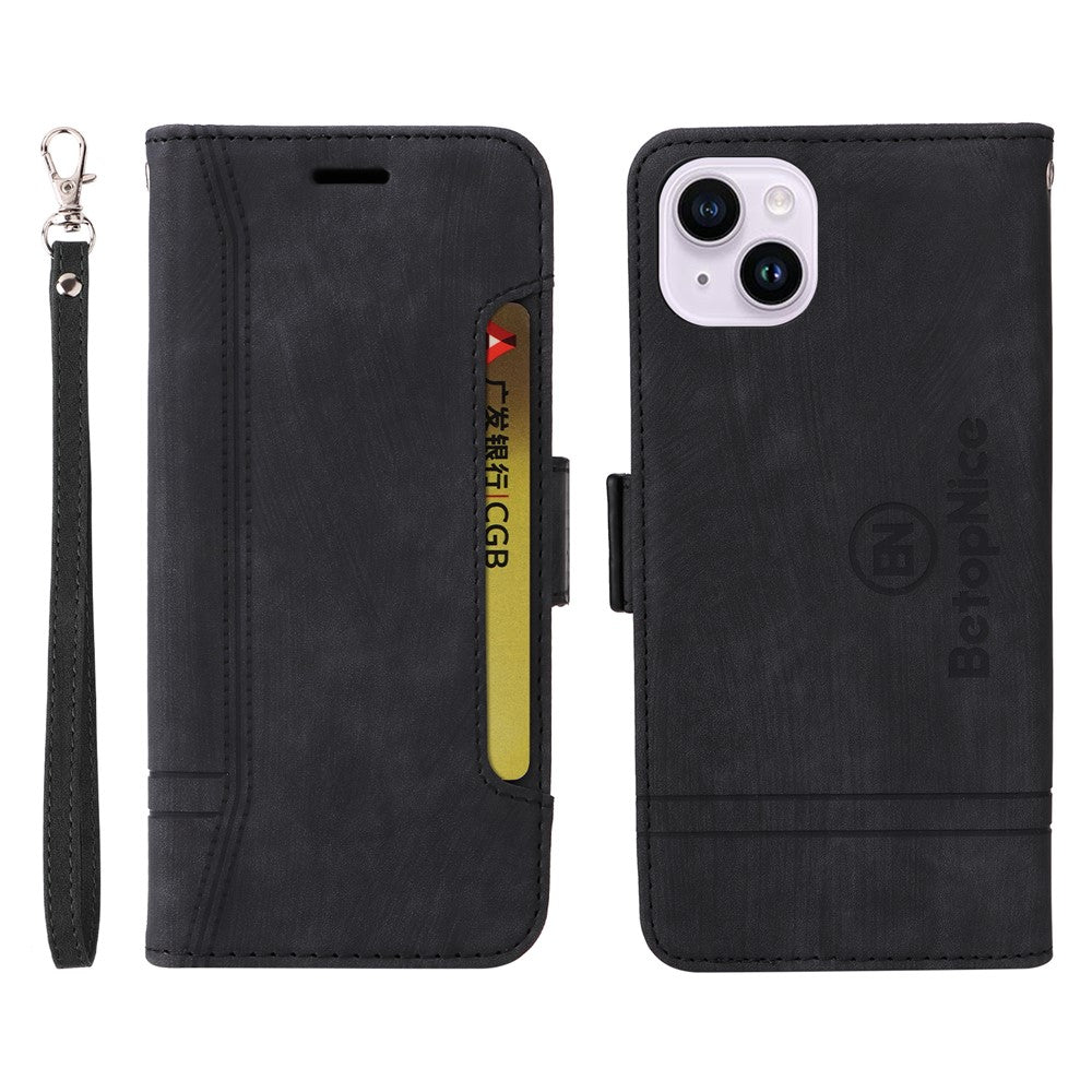 BETOPNICE 001 For iPhone 15 Plus Shockproof PU Leather Stand Cover Multifunction Wallet Cell Phone Case