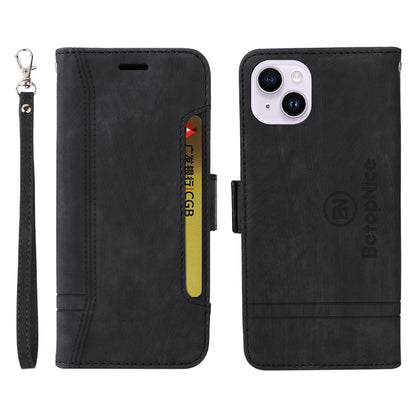 BETOPNICE 001 For iPhone 15 Plus Shockproof PU Leather Stand Cover Multifunction Wallet Cell Phone Case