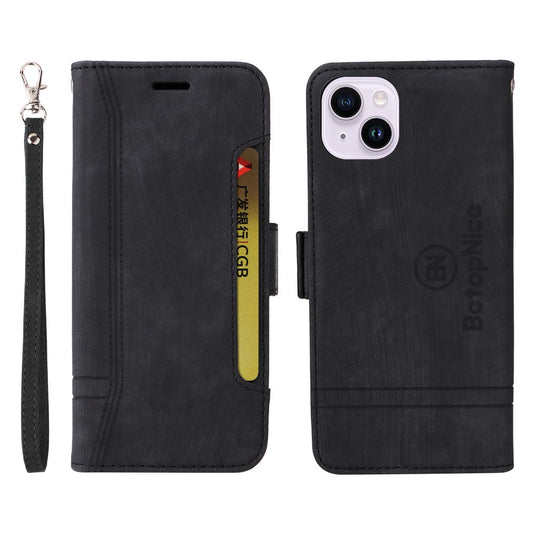 BETOPNICE 001 For iPhone 15 Plus Shockproof PU Leather Stand Cover Multifunction Wallet Cell Phone Case