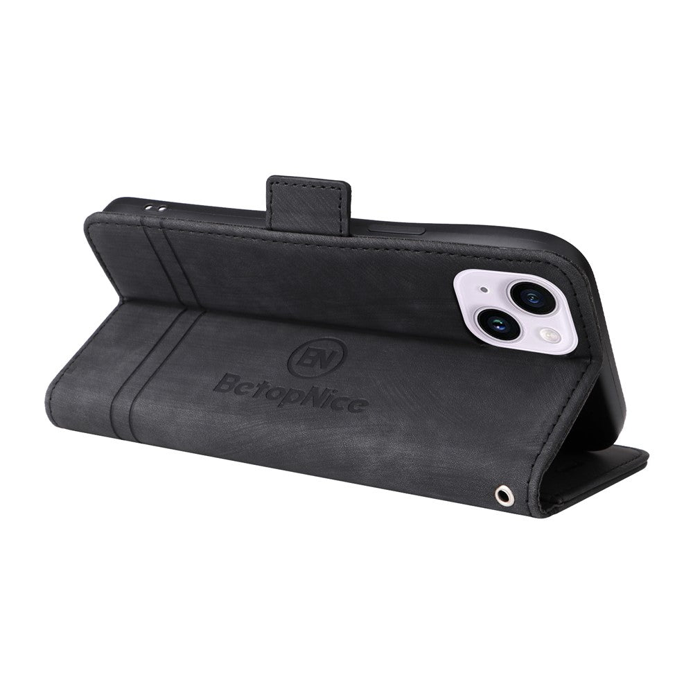 BETOPNICE 001 For iPhone 15 Plus Shockproof PU Leather Stand Cover Multifunction Wallet Cell Phone Case