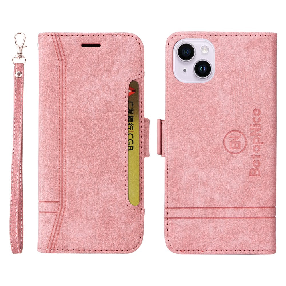BETOPNICE 001 For iPhone 15 Plus Shockproof PU Leather Stand Cover Multifunction Wallet Cell Phone Case