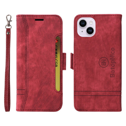 BETOPNICE 001 For iPhone 15 Plus Shockproof PU Leather Stand Cover Multifunction Wallet Cell Phone Case