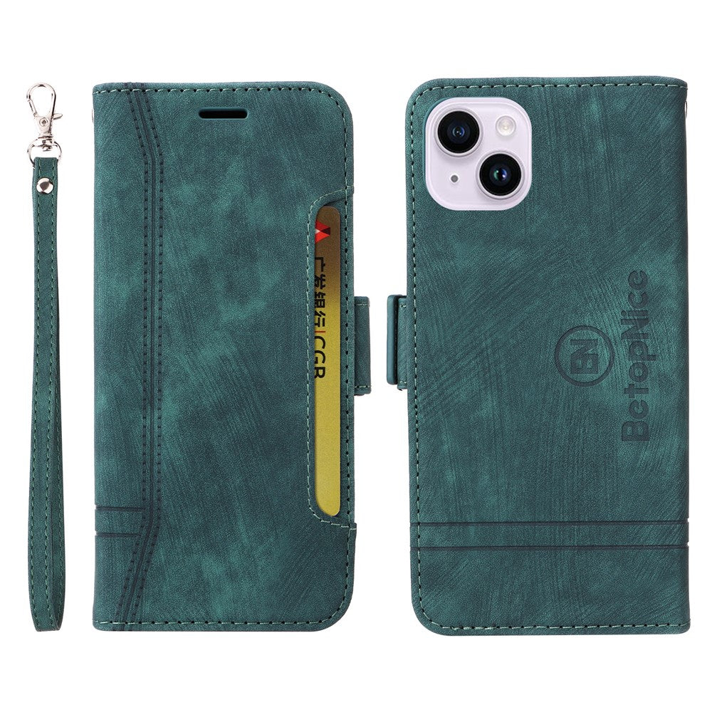 BETOPNICE 001 For iPhone 15 Plus Shockproof PU Leather Stand Cover Multifunction Wallet Cell Phone Case