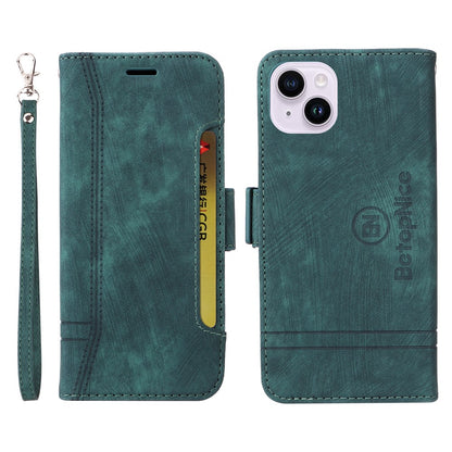 BETOPNICE 001 For iPhone 15 Plus Shockproof PU Leather Stand Cover Multifunction Wallet Cell Phone Case