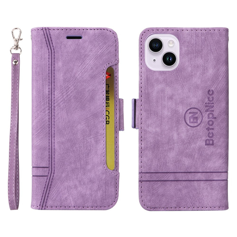 BETOPNICE 001 For iPhone 15 Plus Shockproof PU Leather Stand Cover Multifunction Wallet Cell Phone Case