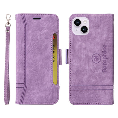 BETOPNICE 001 For iPhone 15 Plus Shockproof PU Leather Stand Cover Multifunction Wallet Cell Phone Case
