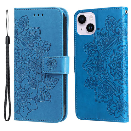 For iPhone 15 Plus Case Floral Pattern PU Leather Wallet Stand Phone Cover